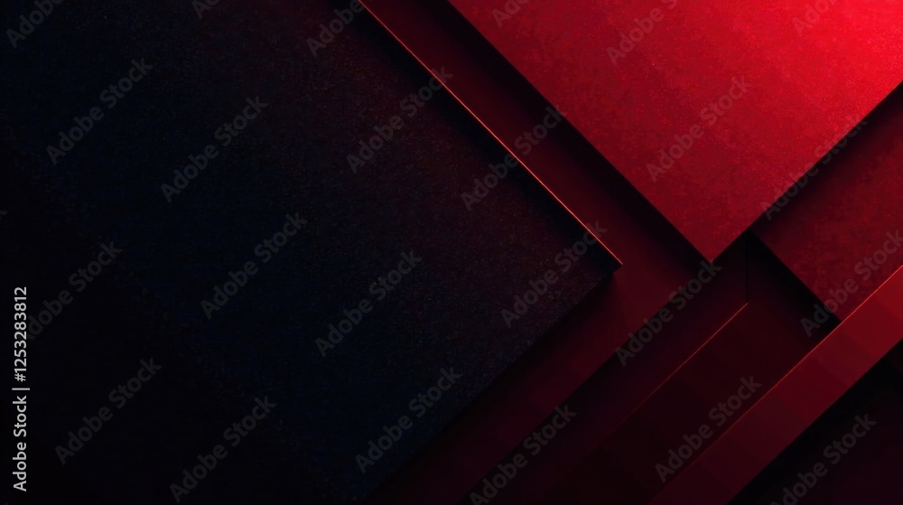 Aufkleber Abstract Crimson and Obsidian Geometric Design Featuring Interlocking Shapes and Deep Shadows