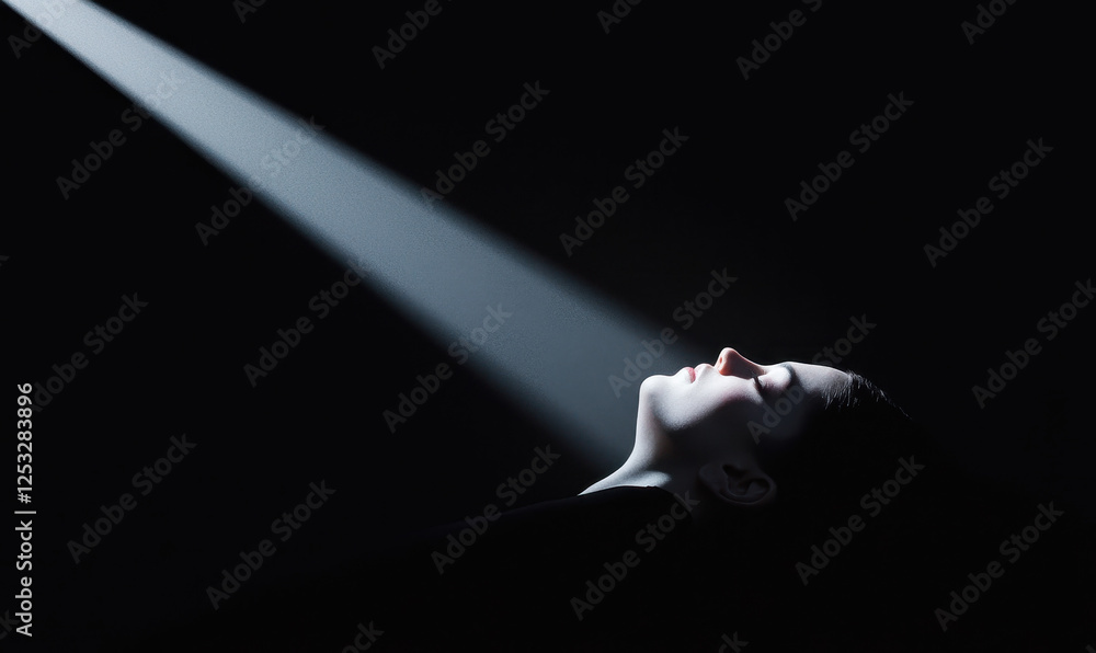Poster exploring the depths of inner peace: a visual journey through light and shadows representing tranqui