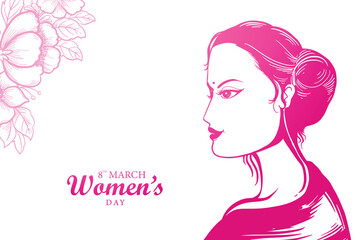 Women's day greeting card with young woman design