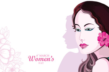 Beautiful female face womens day card background