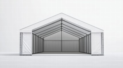 Fototapeta premium Tent Structure: A captivating, high-angle perspective unveils an immaculate, pristine tent structure, its design emphasizing spaciousness and inviting atmosphere.