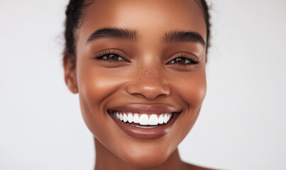 A front facing photo of a fashionable African American woman's face