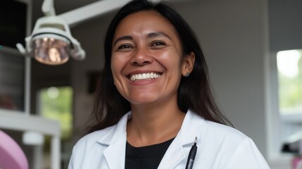 Friendly East Asian female dentist engages with a patient in a bright dental clinic while celebrating National Dentists Day