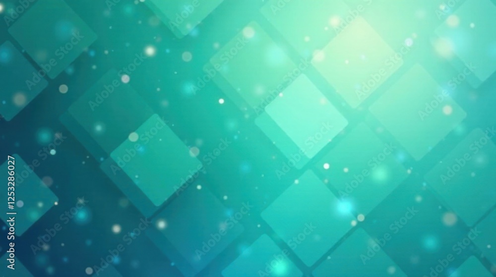 Aufkleber Abstract Teal Diamond Pattern Background with Glowing Particles and Soft Light Effects