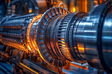 Fototapeta premium Gas turbine machine factory energy concept.