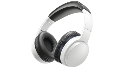 White wireless headphones isolated on transparent background