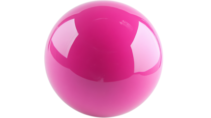 Glossy pink sphere rotating on transparent background