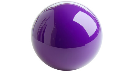 Glossy purple sphere reflecting light on transparent background