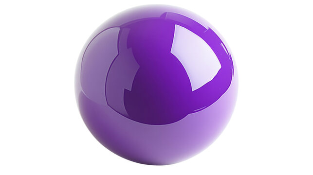 Glossy purple sphere rotating on transparent background