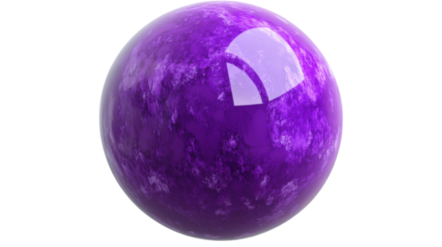 Shiny purple planet rotating in space with transparent background - Powered by Adobe
