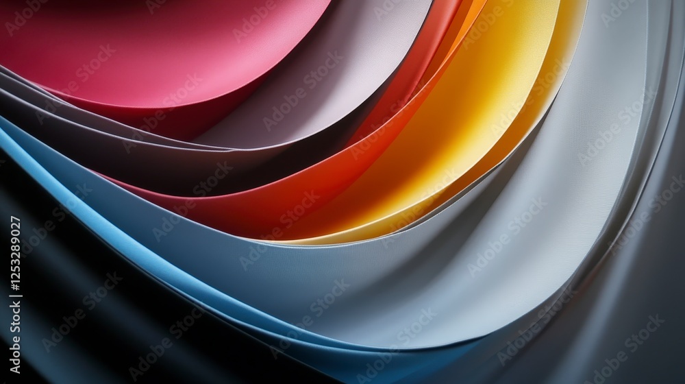 Poster colorful abstract layers of curved paper sheets in smooth design