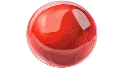 Red lava planet rotating in space with transparent background