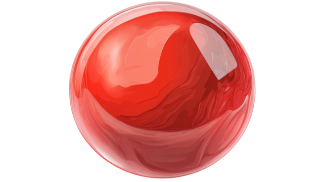 Red lava planet rotating in space with transparent background