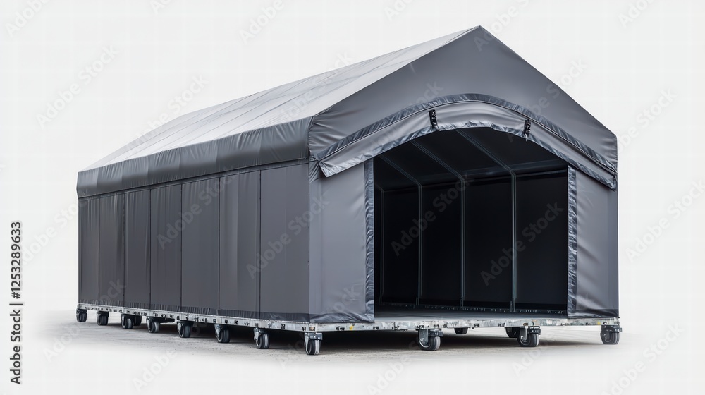 Poster modern shelter: this image showcases a utilitarian shelter, exuding a sense of functionality and pro