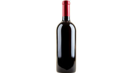 Elegant wine bottle standing on transparent background