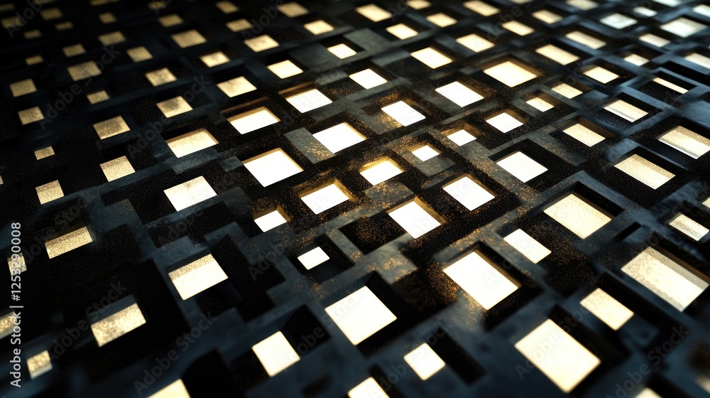 Aufkleber abstract luminous geometric grid pattern with square apertures and glowing light