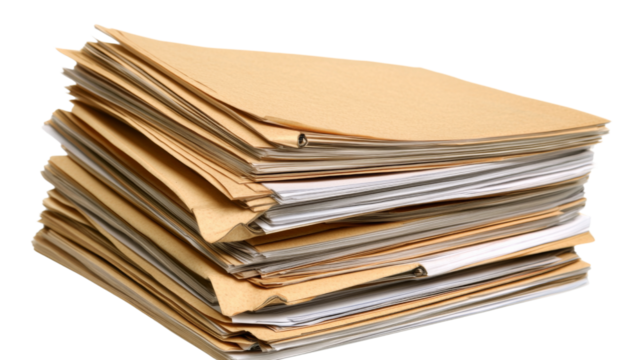 Pile of folders and papers organized neatly