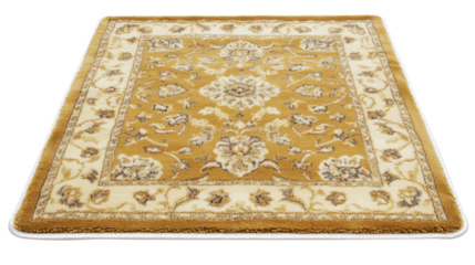 Ornate floral patterned rug on transparent background