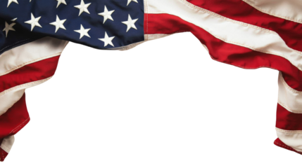 Waving american flag with transparent background