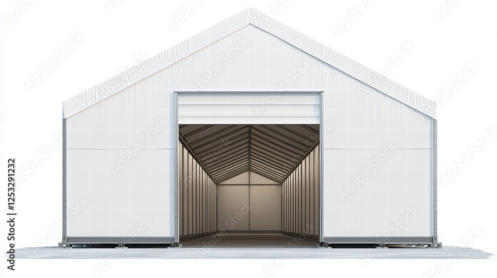 Poster warehouse hallway: this image features a clean, spacious warehouse hallway with an open entryway. th