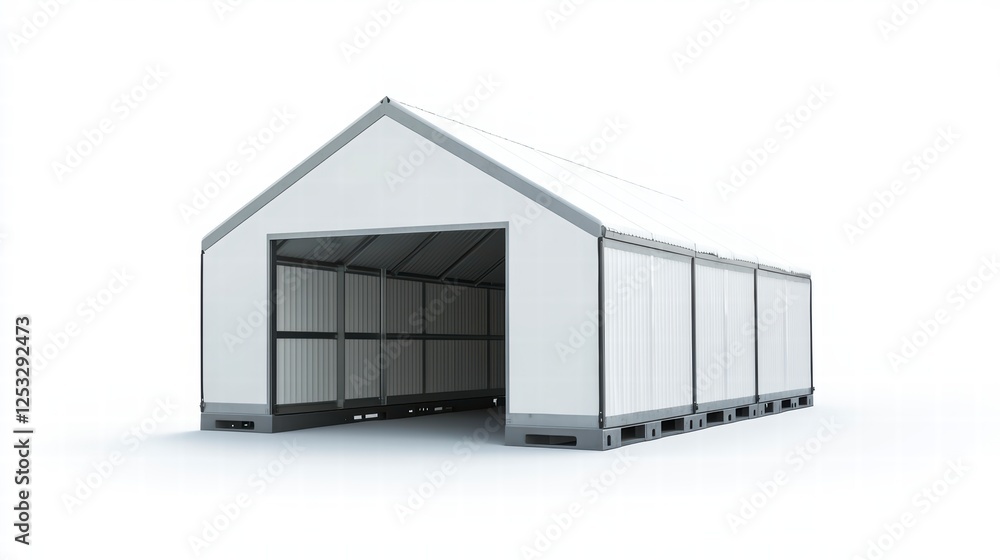 Aufkleber warehouse structure: a modern warehouse stands strong, its stark exterior a beacon of industry and f