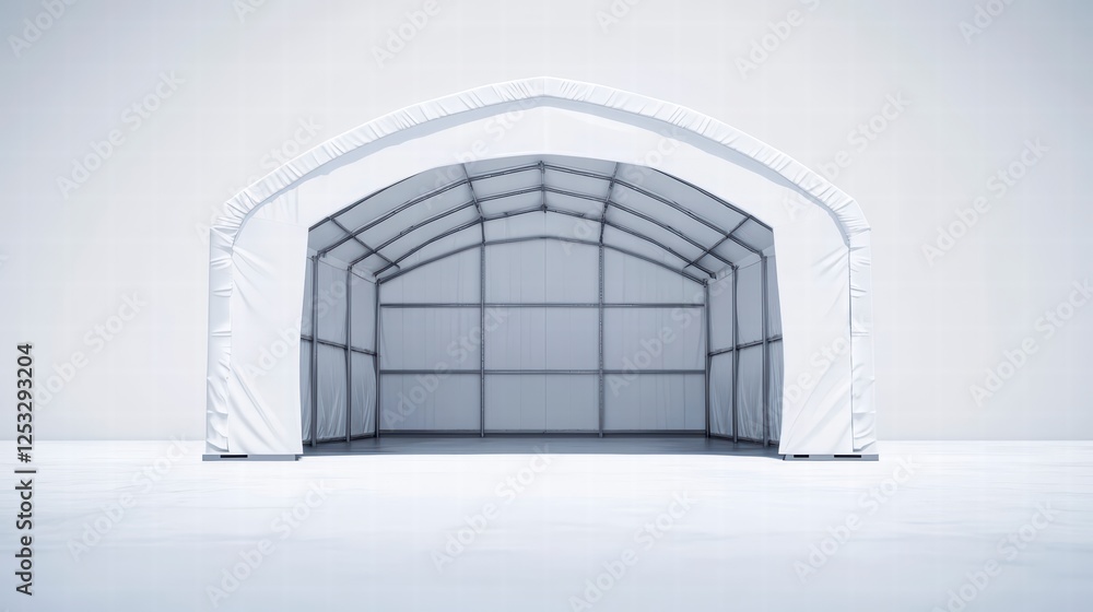 Poster structure of a temporary shelter: an inside-out view of a temporary shelter, emphasizing the modern 