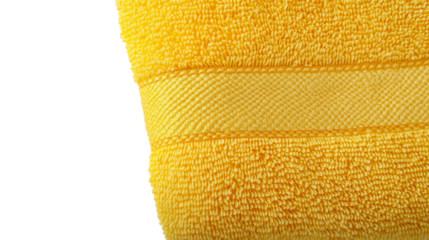 Vibrant yellow towel on transparent background