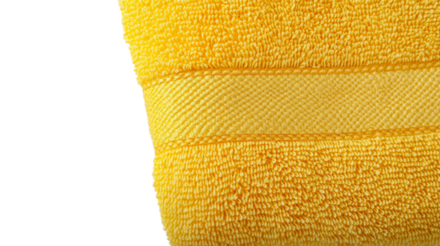 Vibrant yellow towel on transparent background