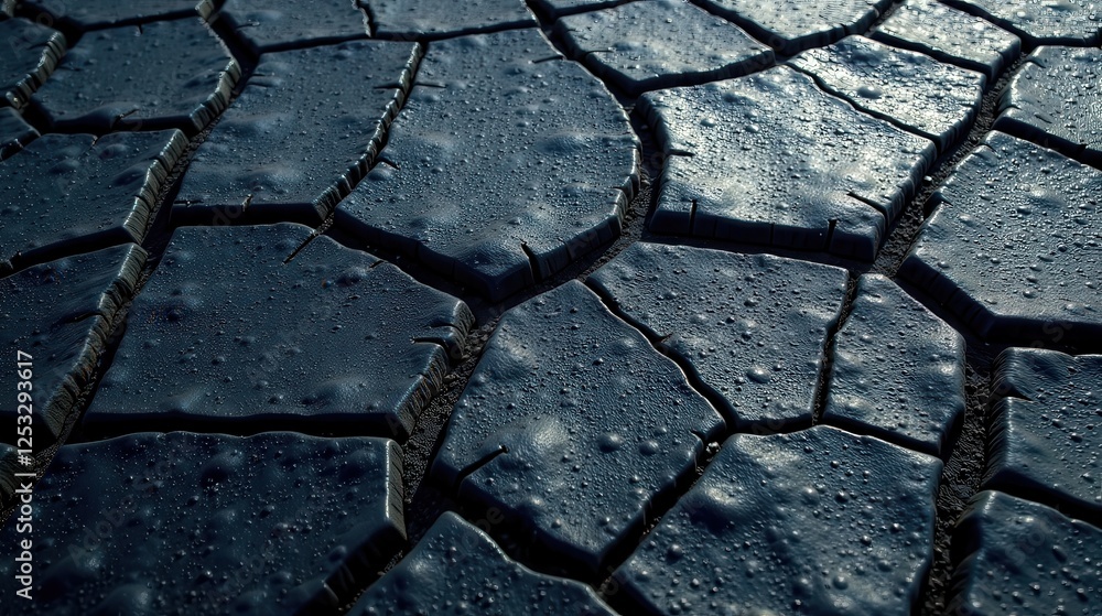 Aufkleber Dark Cracked Surface Texture Abstract Background of Deep Blue Polygonal Pattern with Subtle Textural Details