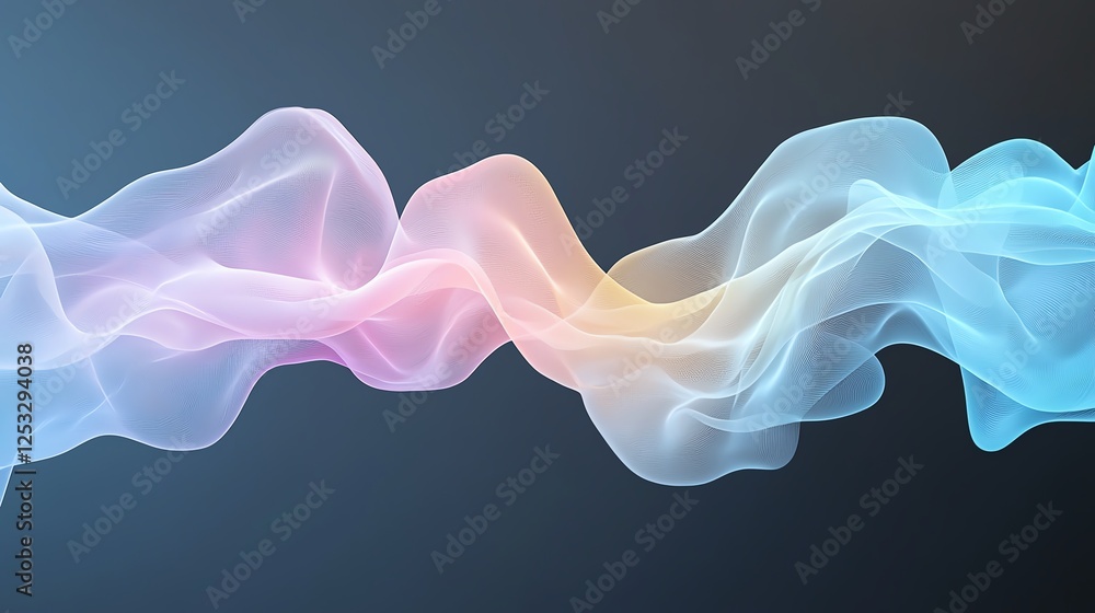 Poster abstract colorful waves blend seamlessly on a dark background, creating a visually striking effect.