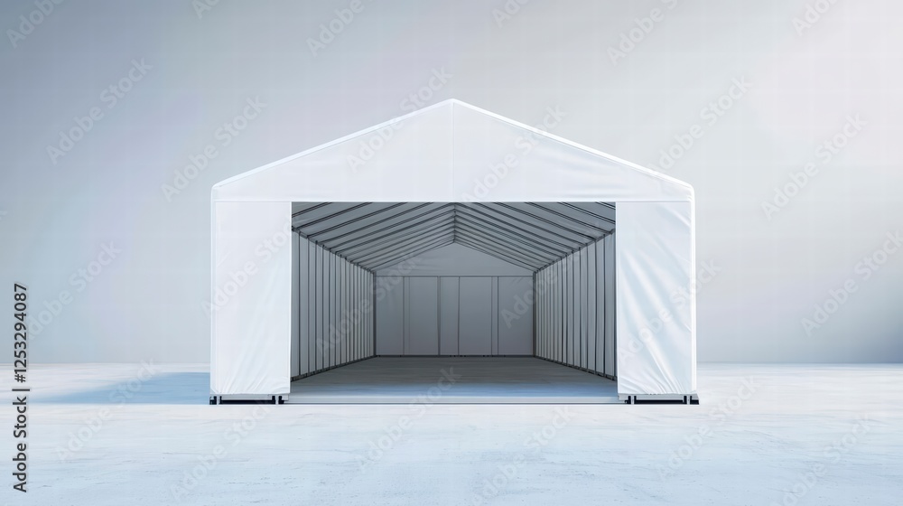 Poster modern modular structure: a clean, contemporary modular structure with an open facade stands poised,