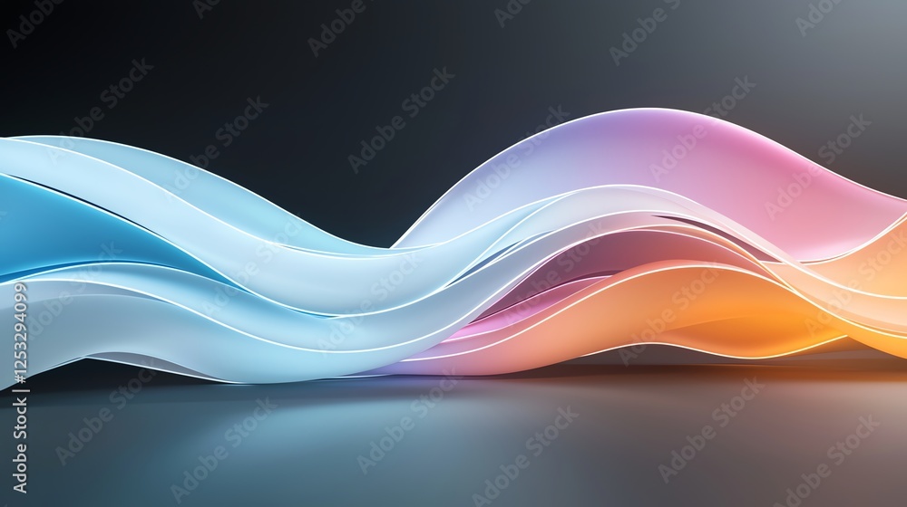 Poster abstract colorful wave pattern with flowing lines, vibrant hues, and smooth gradient background.