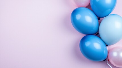 Pastel Pink and Blue Balloons on a Pink Background