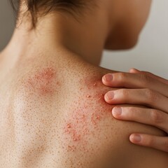 Fototapeta premium Close-up of Skin Condition with Red Bumps and Dry Patches on Back
