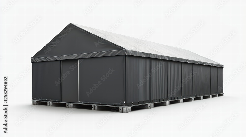Poster modular tent structure: this image presents a large, modern modular tent structure, a versatile solu
