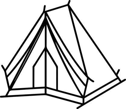 recommend clip art: Line Art Illustration of a Camping Tent for Coloring Book – Digital Drawing