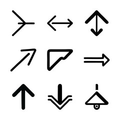 Simple arrow icon black logo set. Editable outline icon for direction, directional arrow, Vector illustration