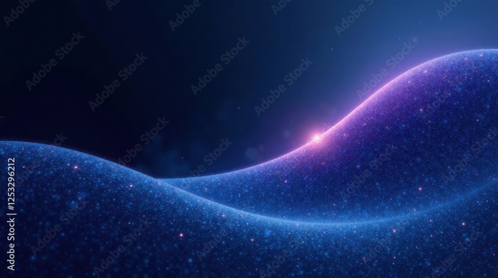 Poster abstract glowing particle wave background featuring a serene and mystical deep blue hue with hints o