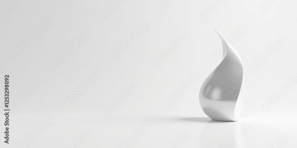Aufkleber elegant white abstract sculpture on a minimalist background, displaying smooth curves and refined de