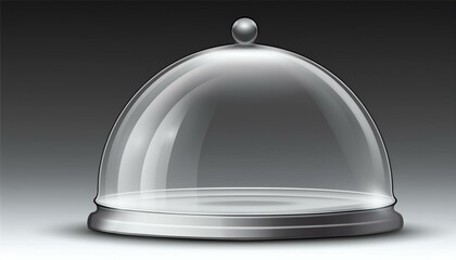 a realistic 3d  of a glass dome serving as a glossy bell sphere or transparent cover suitable for protection displays plastic hemispheres exhibition cases jars or spherical globes