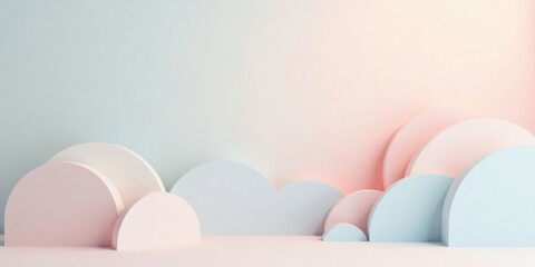 Fototapeta premium Pastel-Colored Abstract Shapes on a Soft Background, Ideal for Product Presentation or Design Inspiration