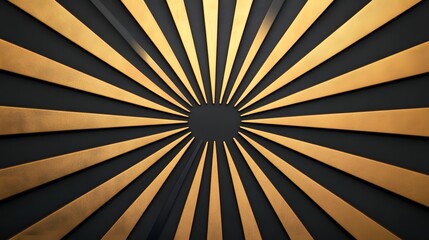 Obraz premium Luxurious Sunburst Pattern of Golden Rays Against a Sleek Dark Background