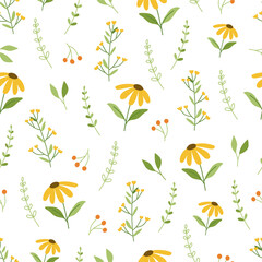 seamless floral pattern. Idea for fabric, tablecloth pattern, wrapping paper, gift paper. Print Ditsy. Motives are scattered randomly. flower pattern background. cute feminine pattern