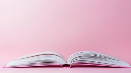 Pink Open Book On Pink Background