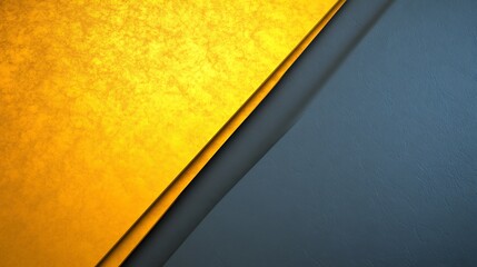 Golden textured surface sharply contrasts cool grey plane bright light highlights abstract design. AI Generated