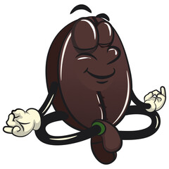 cute coffee beans vektor illustration mascot character meditating, work of hand drawn