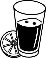 Line Art Illustration of a Glass with Lemon Juice for Coloring Book – Digital Drawing