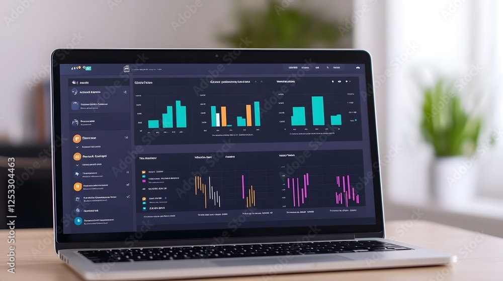 Poster real-time customer engagement data visualization on digital crm dashboard