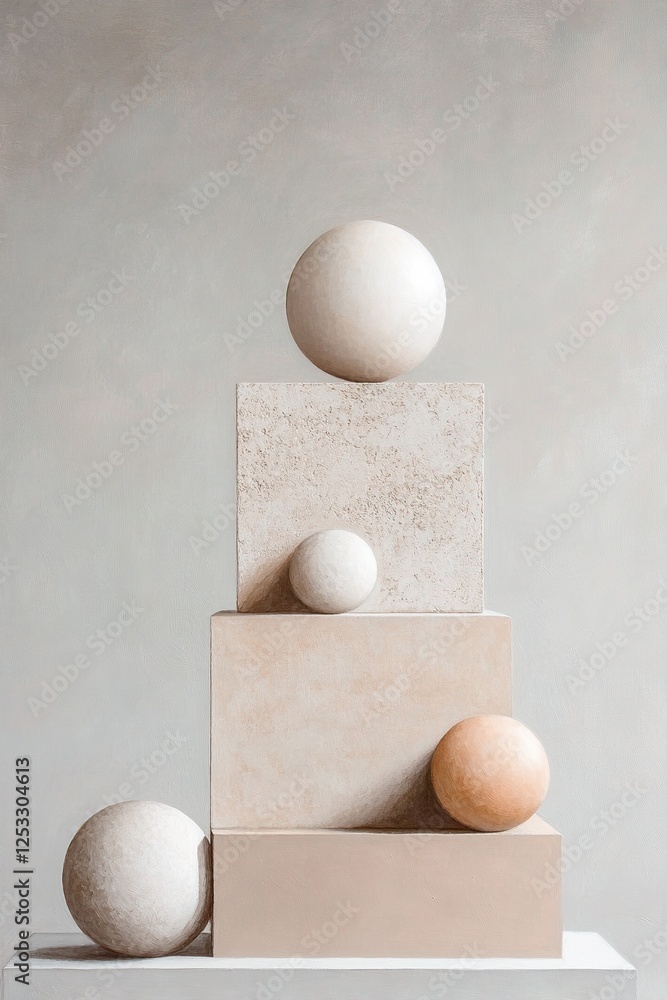 Poster featuring a carefully arranged composition of abstract geometric shapes, this still life emphasizes 