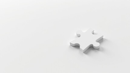 Single White Puzzle Piece on Plain Background A Symbol of Connection and Problem Solving